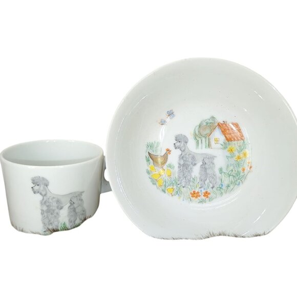 Hutschenreuther Novum Child Set of Cup And Bowl Set Poodle Bavaria Germany - Picture 1 of 9